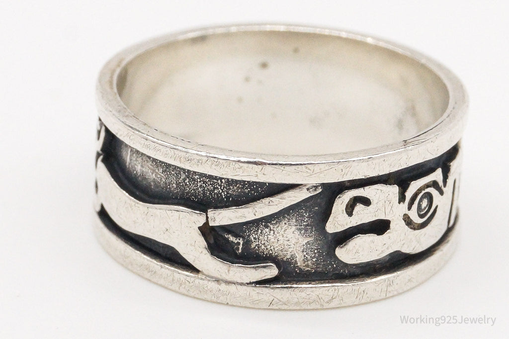 Vintage Tribal Symbols 950 Silver Band Ring - Size 6 | Jewelry > Rings | Wiccan Center