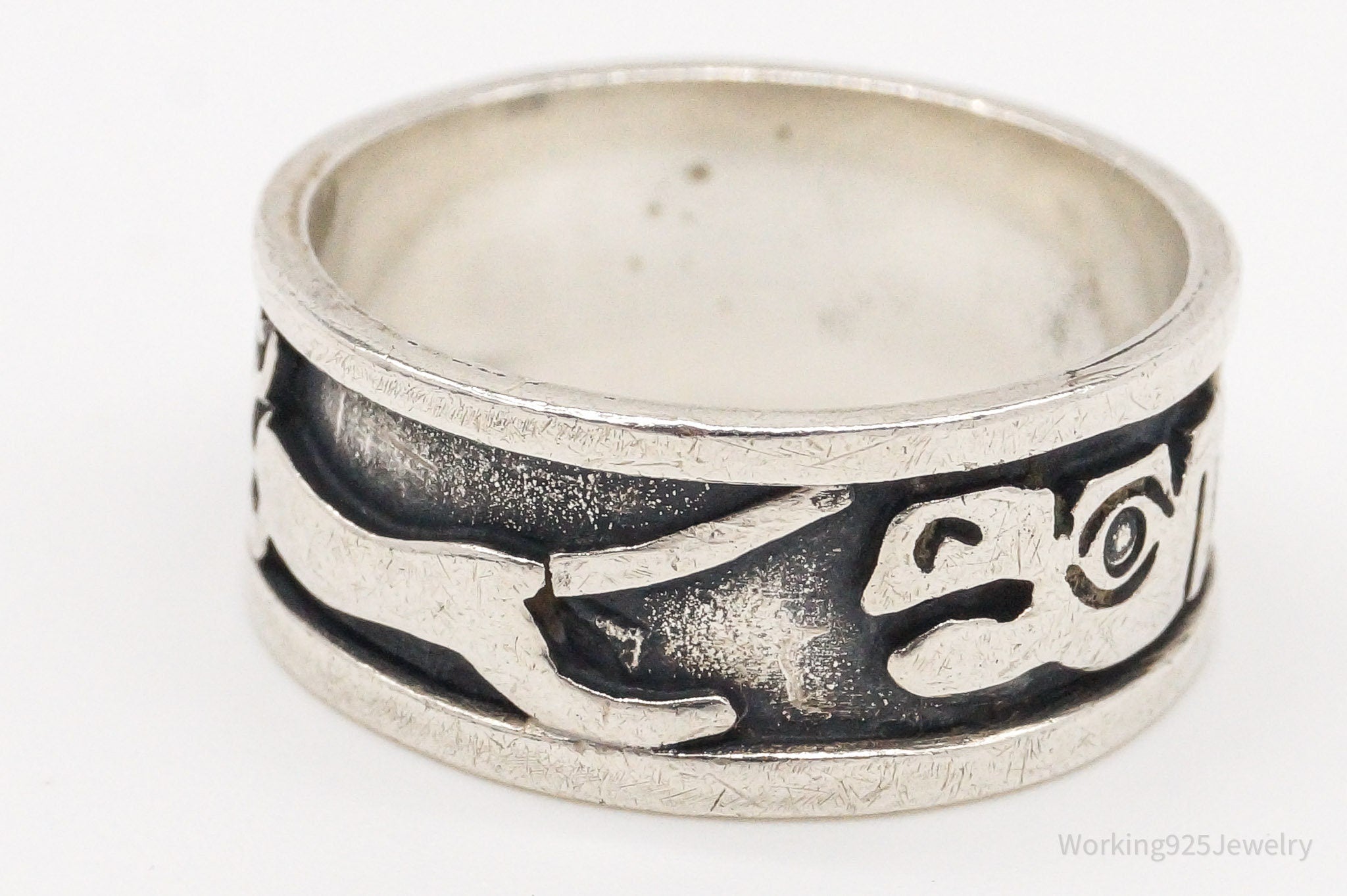 Vintage Tribal Symbols 950 Silver Band Ring - Size 6 | Jewelry > Rings | Wiccan Center