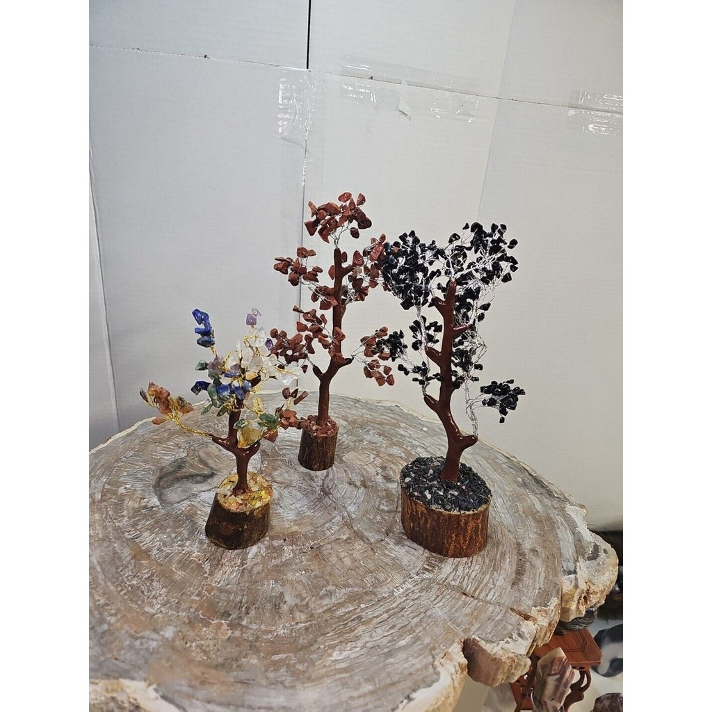 Crystal Gemstone Bonsai Tree — Carnelian, Amethyst & Quartz on Gold Branches | CrystalCloud Company