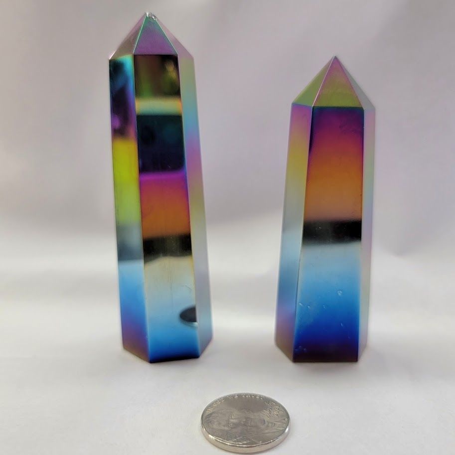 Black Rainbow-Plated Obsidian Obelisk - Large | Point | Wiccan Center