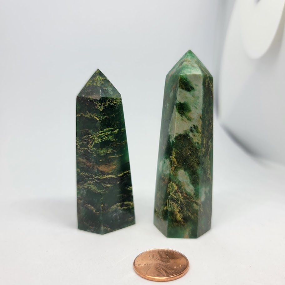 Green Jade Quartz Obelisk - Large | Point | Wiccan Center