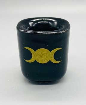 Triple Moon Black Chime Holder | Candle Holder | Wiccan Center