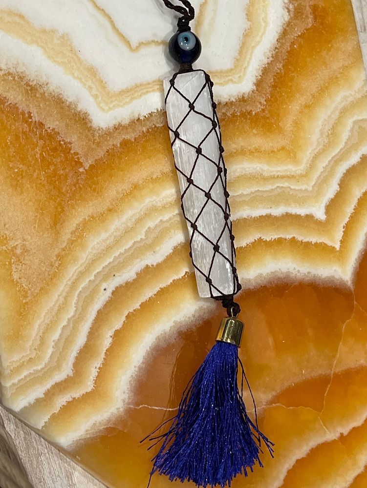 Evil Eye Selenite Wall Hanging | WallHangings | Wiccan Center