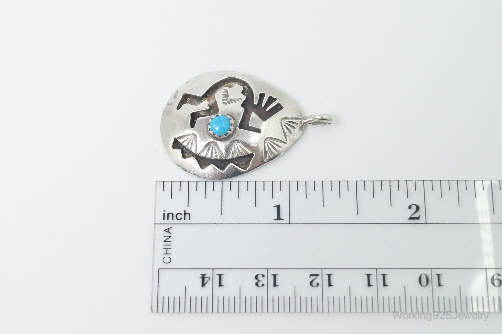 Vintage Handmade Native American Kokopelli Turquoise Sterling Silver Pendant | Jewelry > Necklaces > Pendants | Wiccan Center