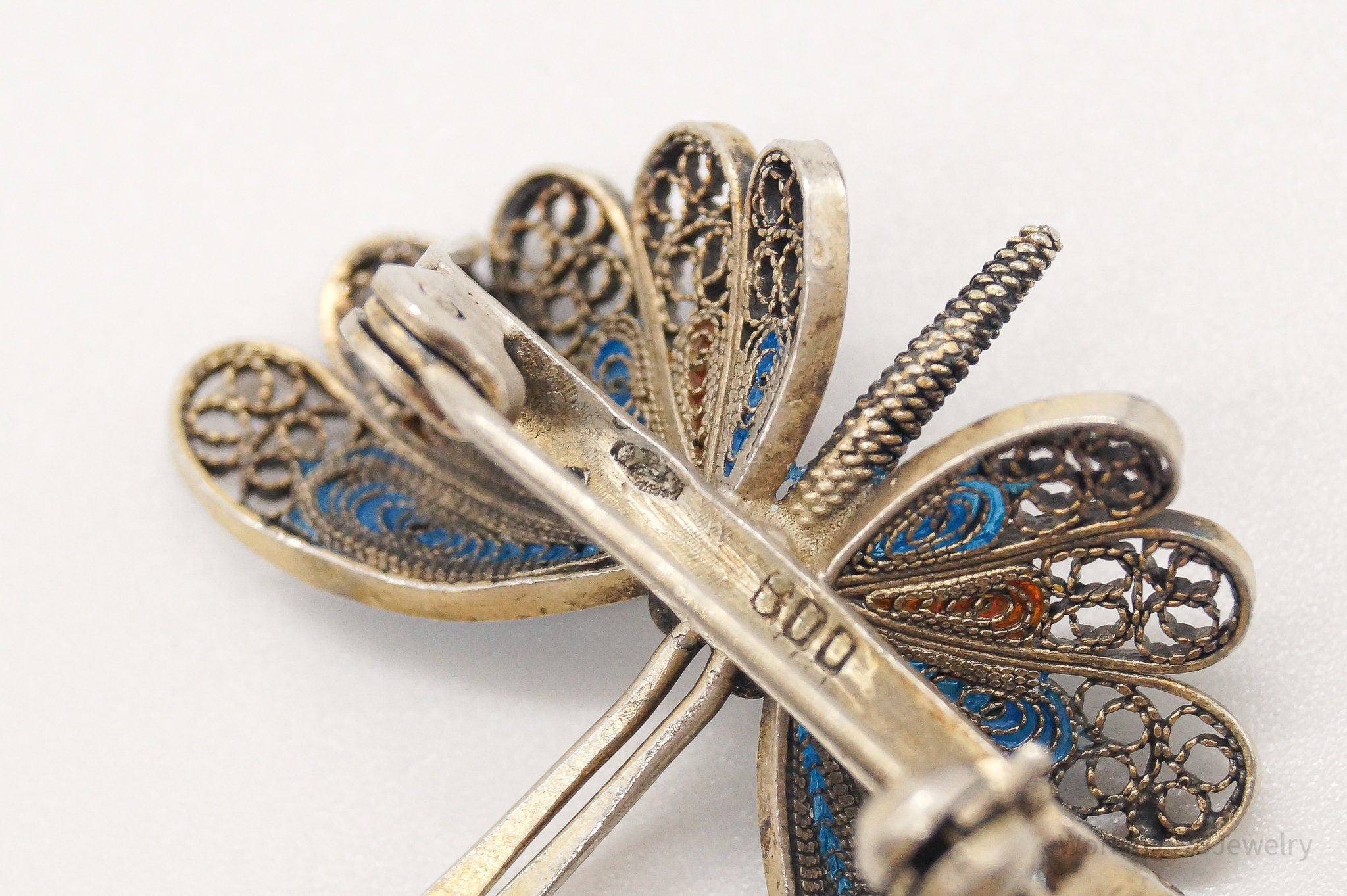 Vintage Butterfly Enamel Gold Wash 800 Silver Filigree Pin Brooch | Jewelry > Brooches, Pins & Clips | Wiccan Center