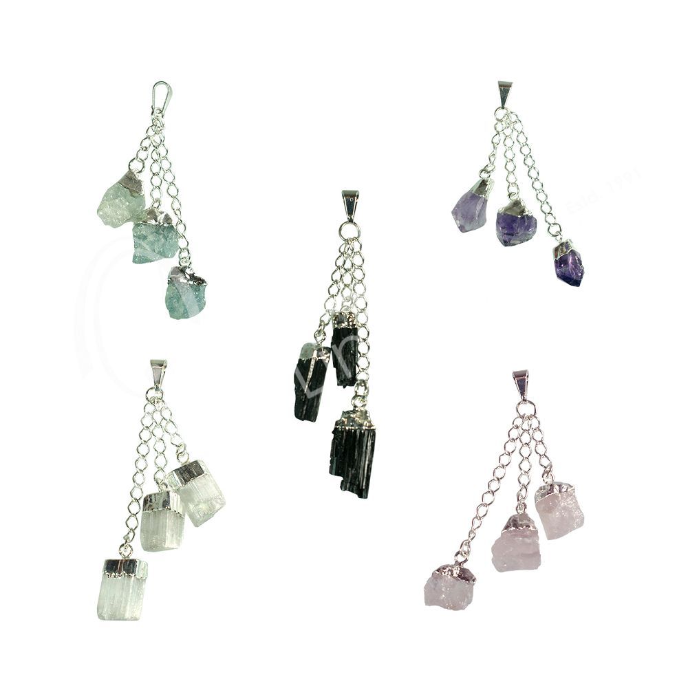 Triple Drop Gemstone - Assorted Necklace | Jewelry-Necklace | Wiccan Center
