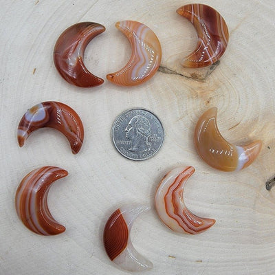 Gemstone Crescent Moon Carving - 1.5 Inch | Carvings | Wiccan Center
