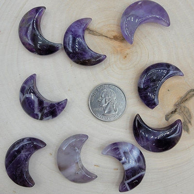 Gemstone Crescent Moon Carving - 1.5 Inch | Carvings | Wiccan Center