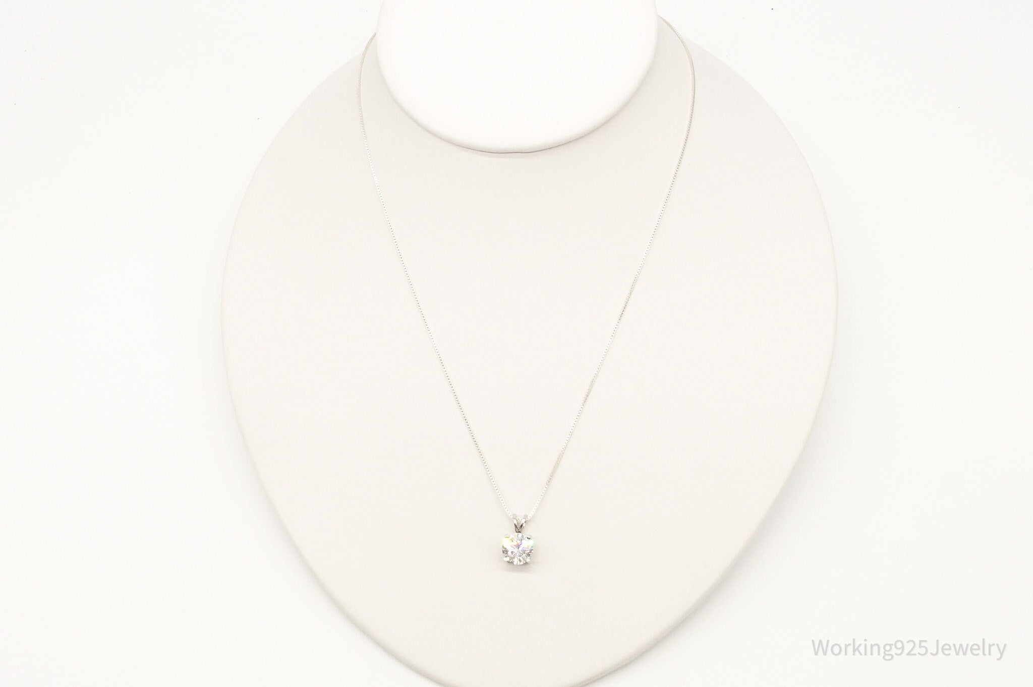 Vintage FAS Large Cubic Zirconia Sterling Silver Necklace | Jewelry > Necklaces > Pendants | Wiccan Center
