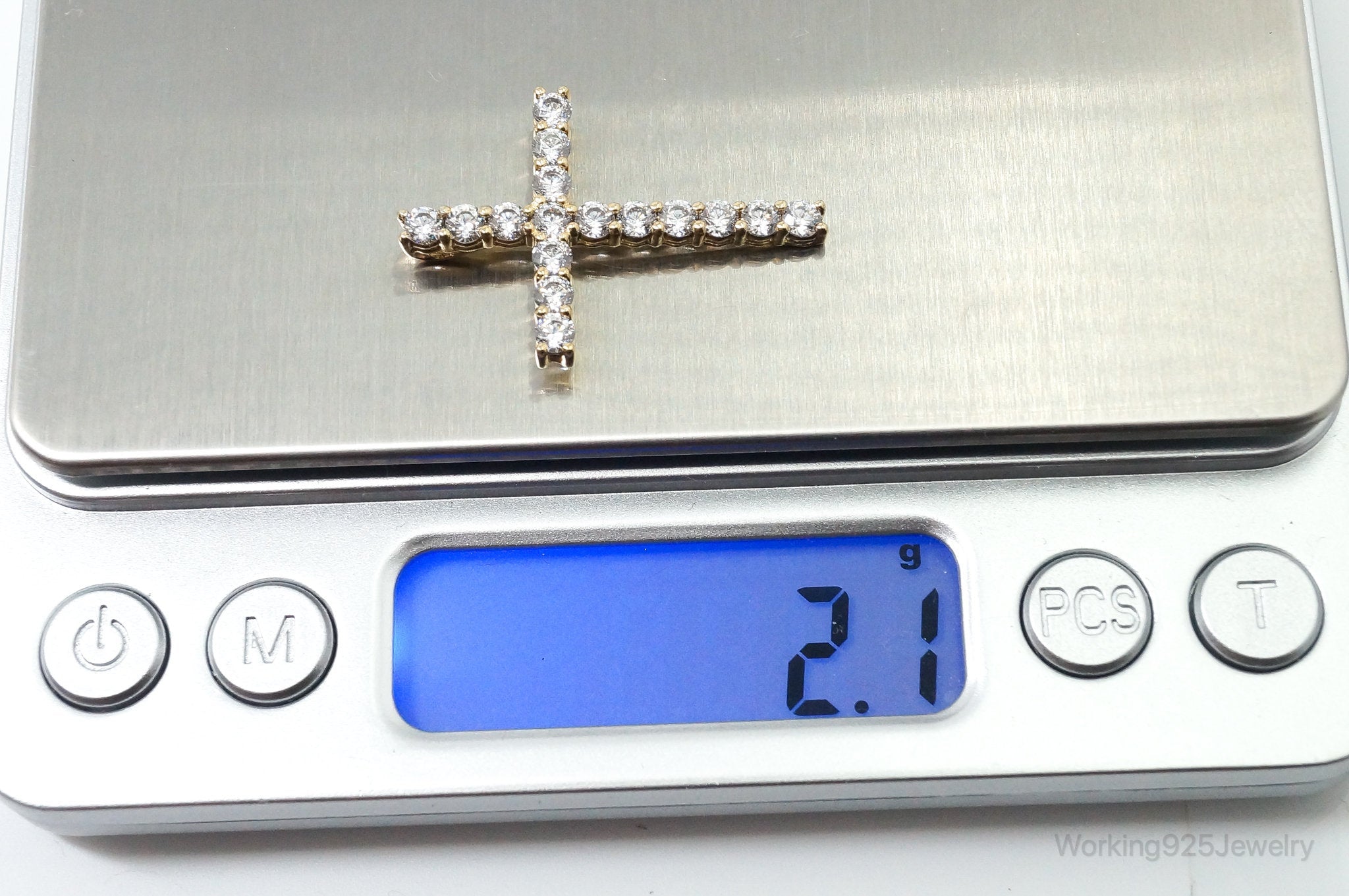 Vintage Cubic Zirconia Gold Vermeil Cross Sterling Silver Pendant | Jewelry > Necklaces > Pendants | Wiccan Center