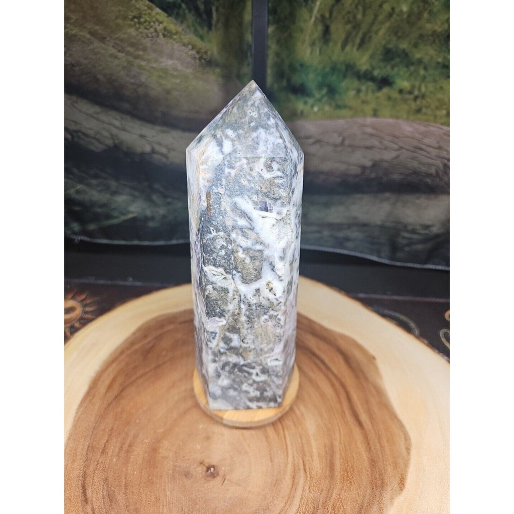 3.41LB 1Pcs Natural Rainbow Fluorite Quartz Crystal Point Tower Polished Healing