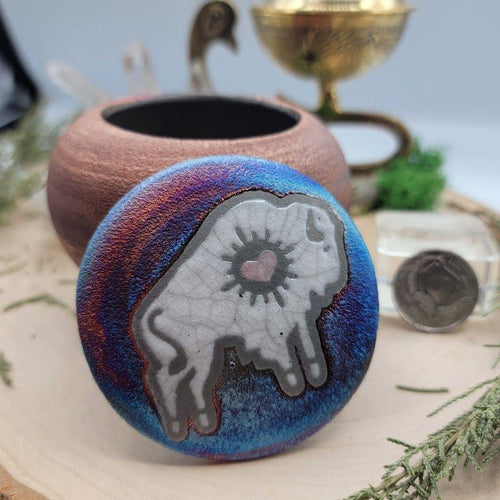 (3") Raku Jar - Heart Bison | HomeDécor | Wiccan Center