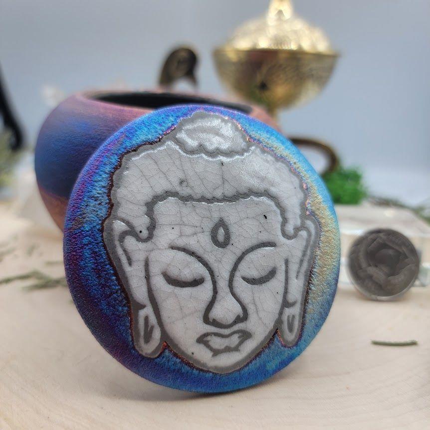 (3") Raku Jar - Buddha | HomeDécor | Wiccan Center