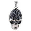 Assorted Gemstone Skull Silver Necklace | Jewelry-Necklace | Wiccan Center