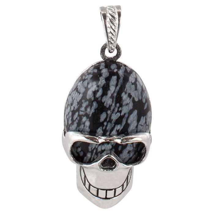 Assorted Gemstone Skull Silver Necklace | Jewelry-Necklace | Wiccan Center