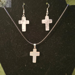 Clear Quartz Cross Necklace & Earrings Set | Jewelry set | Wiccan Center