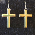 Hematite Goldtone Cross Earrings