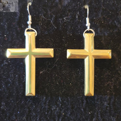 Hematite Goldtone Cross Earrings | Earrings | Wiccan Center