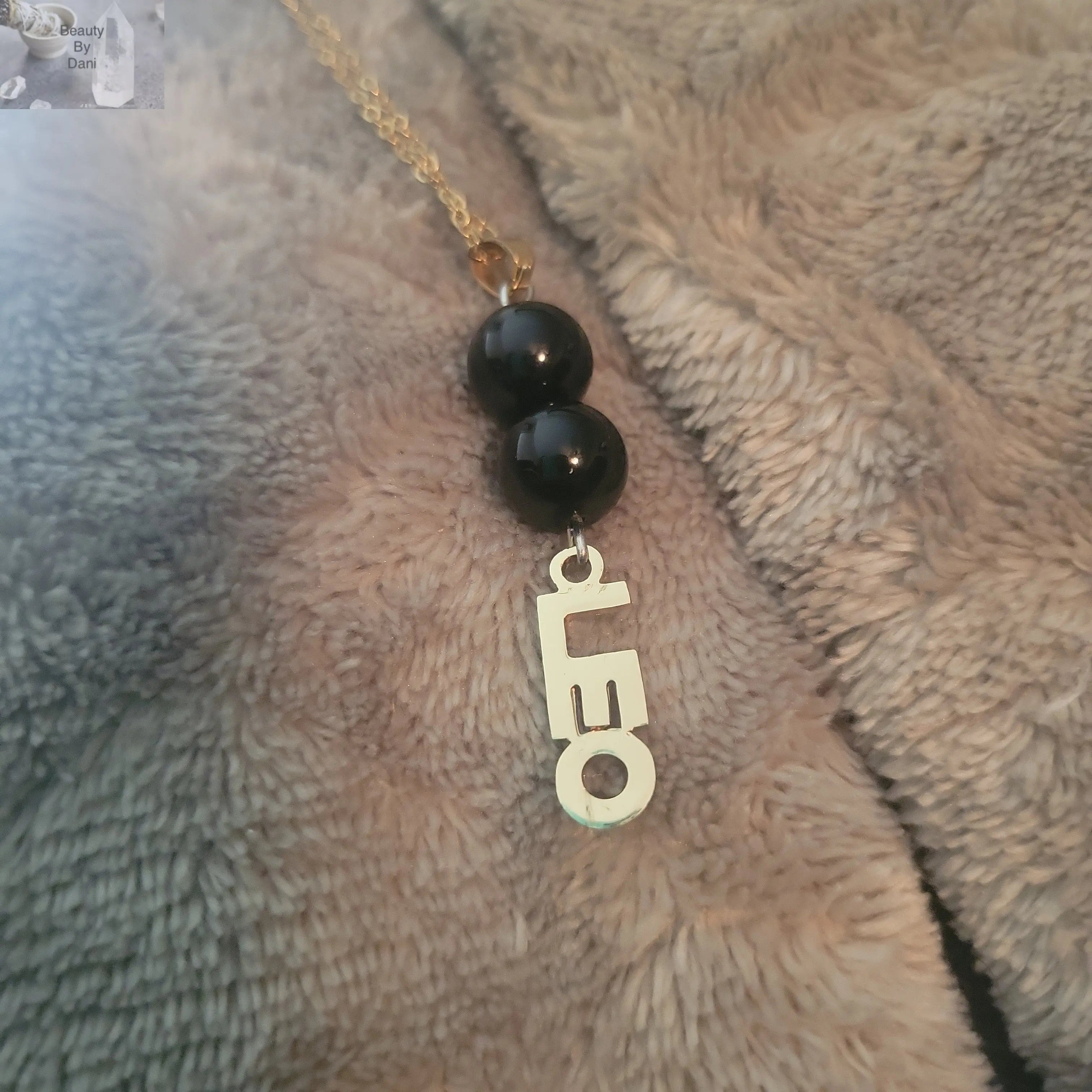Onyx Leo Necklace with Stainless Steel Pendant