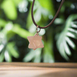 Rose Quartz 3D Star Pendant Necklace | Necklace | Wiccan Center