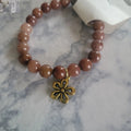 Purple Aventurine Flower Bracelet with Stainless Steel Charm