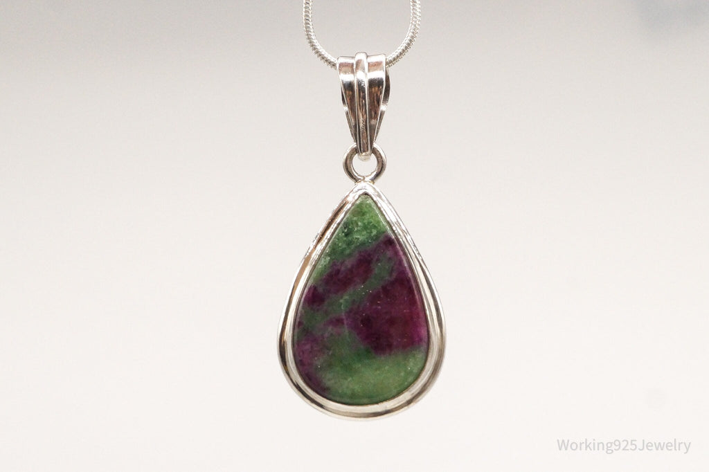 Vintage Large Anyolite Ruby-Zoisite Sterling Silver Pendant | Jewelry > Necklaces > Pendants | Wiccan Center