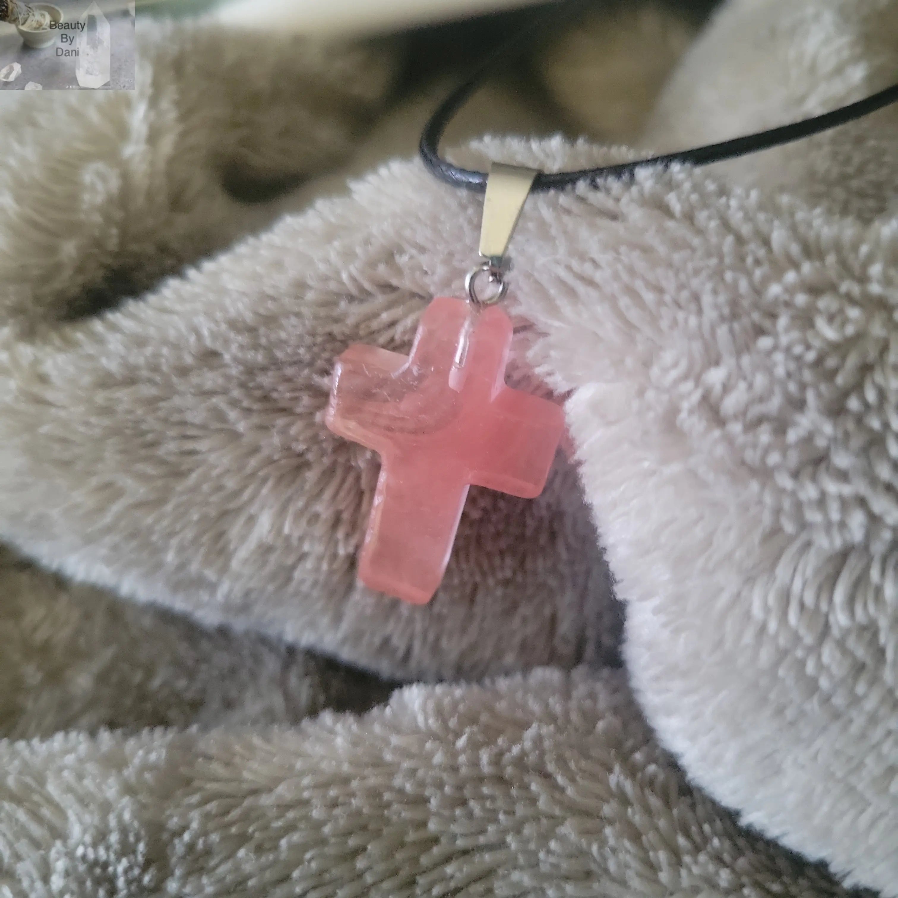 Strawberry Quartz Cross Necklace