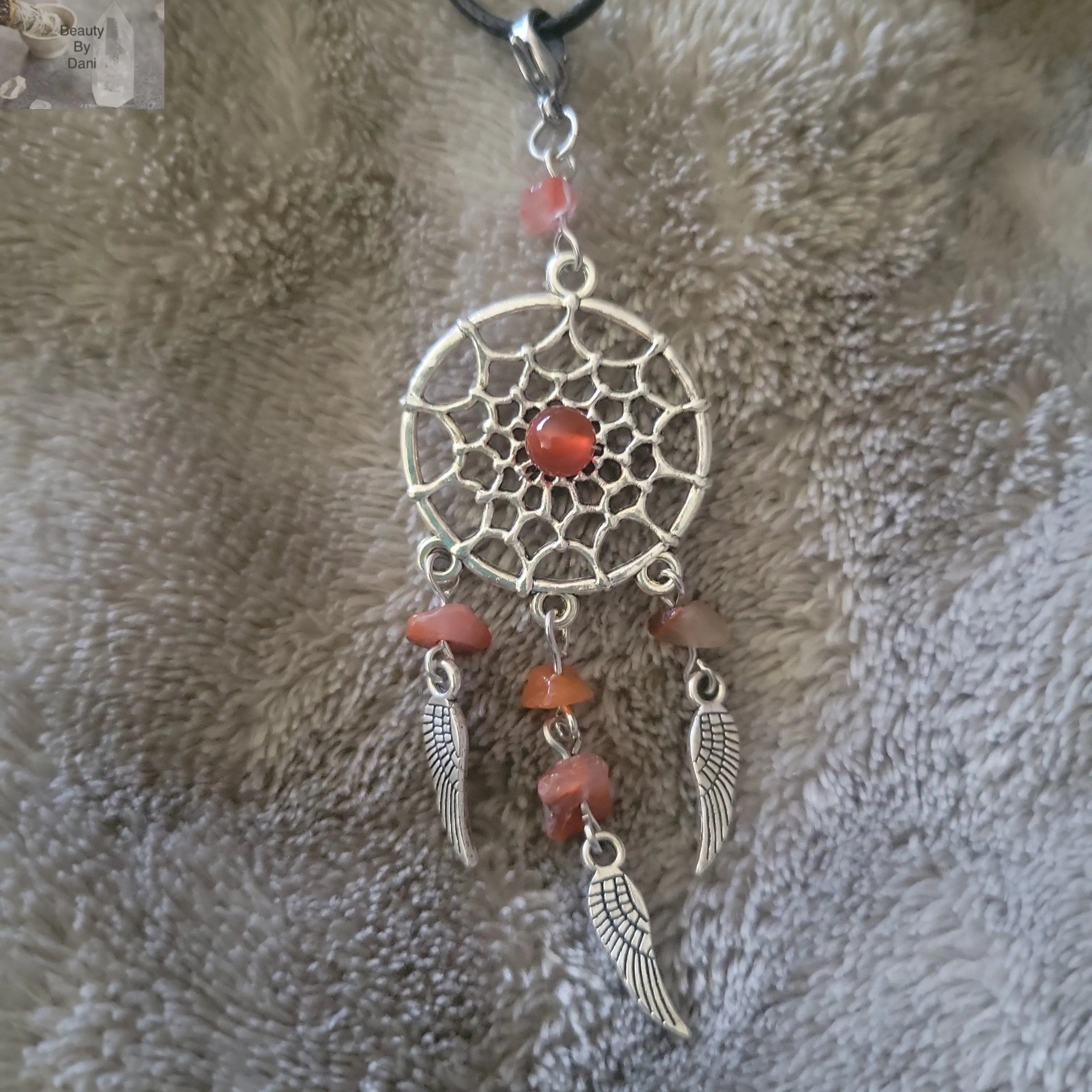 Strawberry Quartz Dreamcatcher Necklace