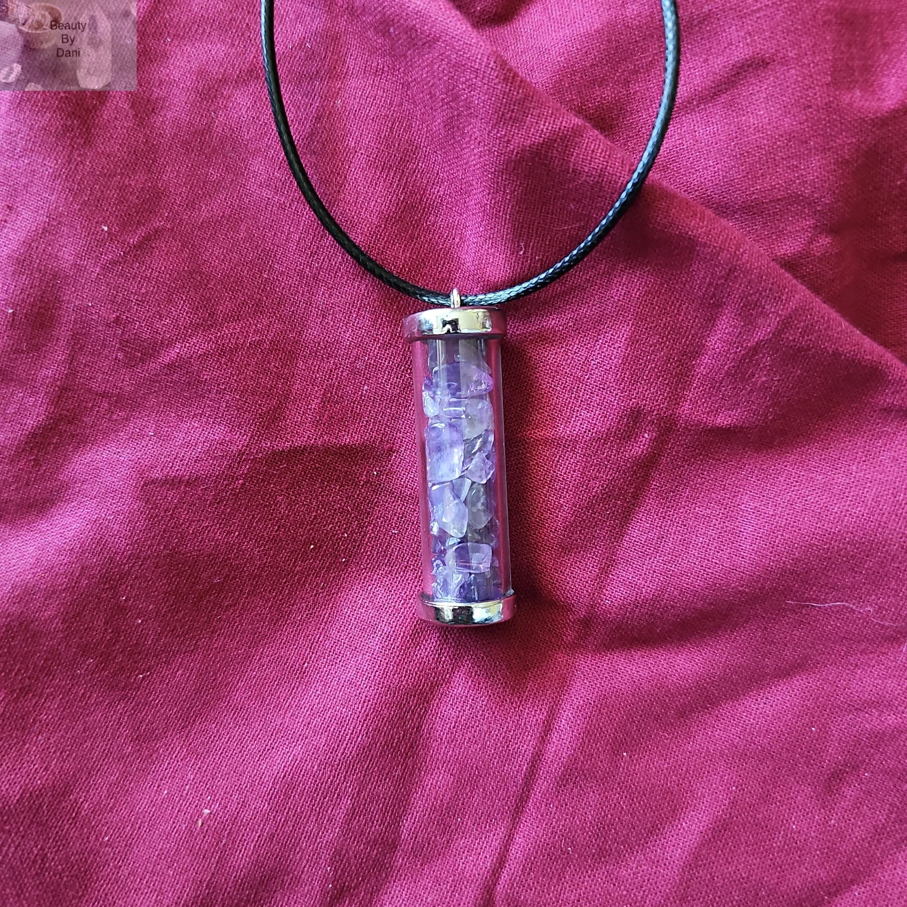 Amethyst Crystal Necklace with Leather Cord