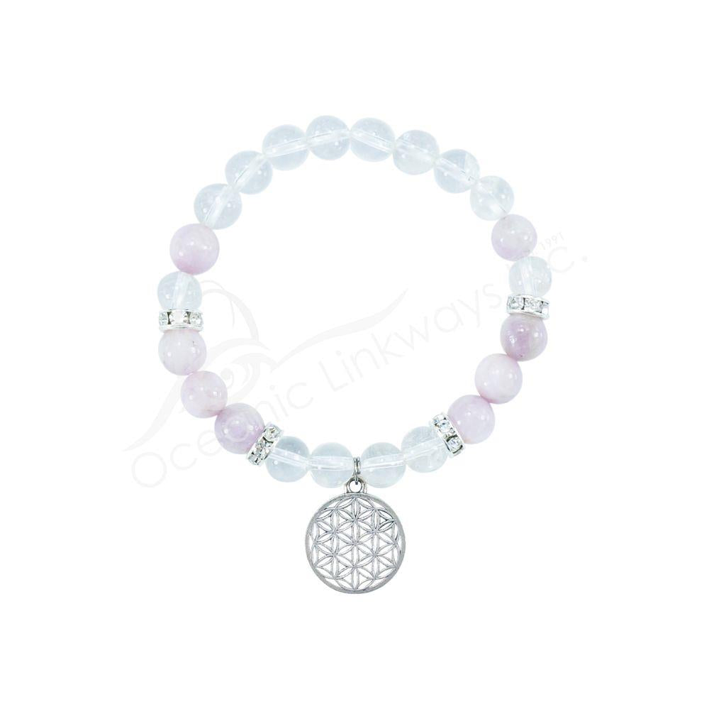 Quartz & Kunzite Flower of Life Bracelet | Jewelry-Bracelet | Wiccan Center