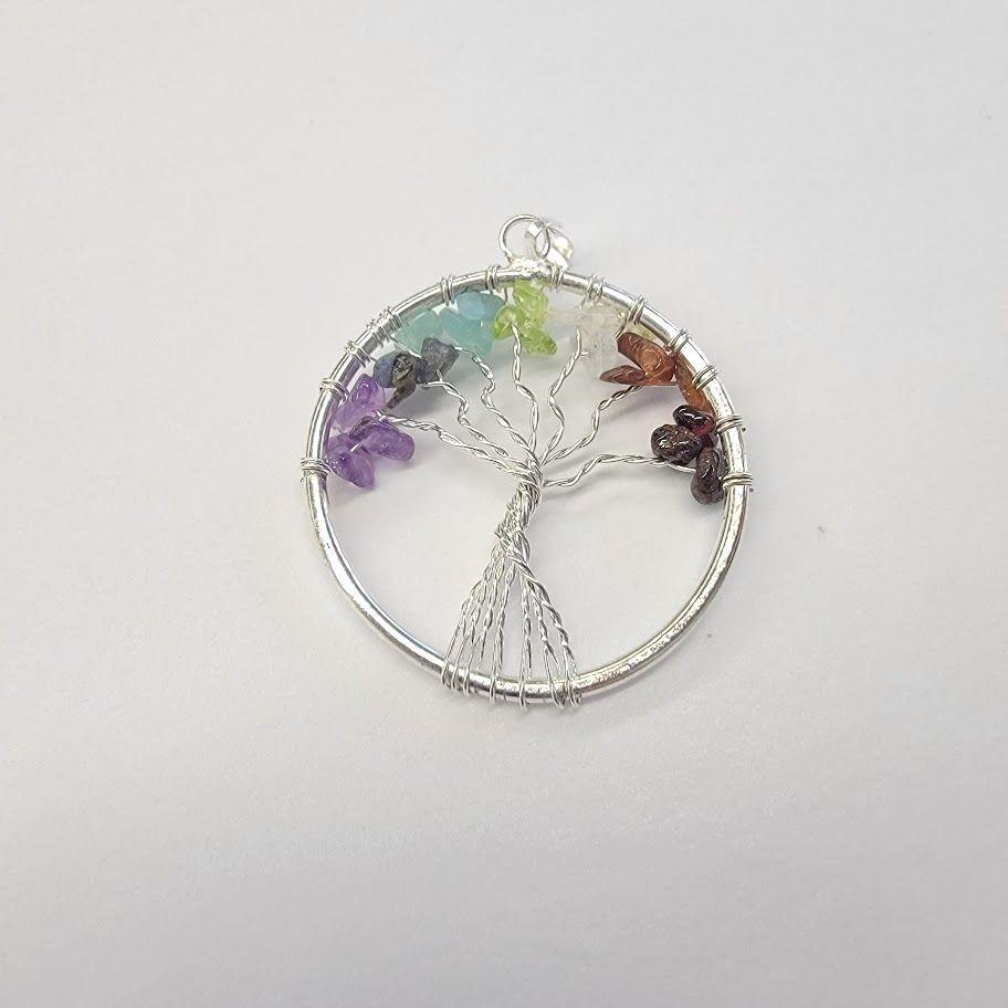 Chakra Tree of Life Silver Necklace | Jewelry-Necklace | Wiccan Center