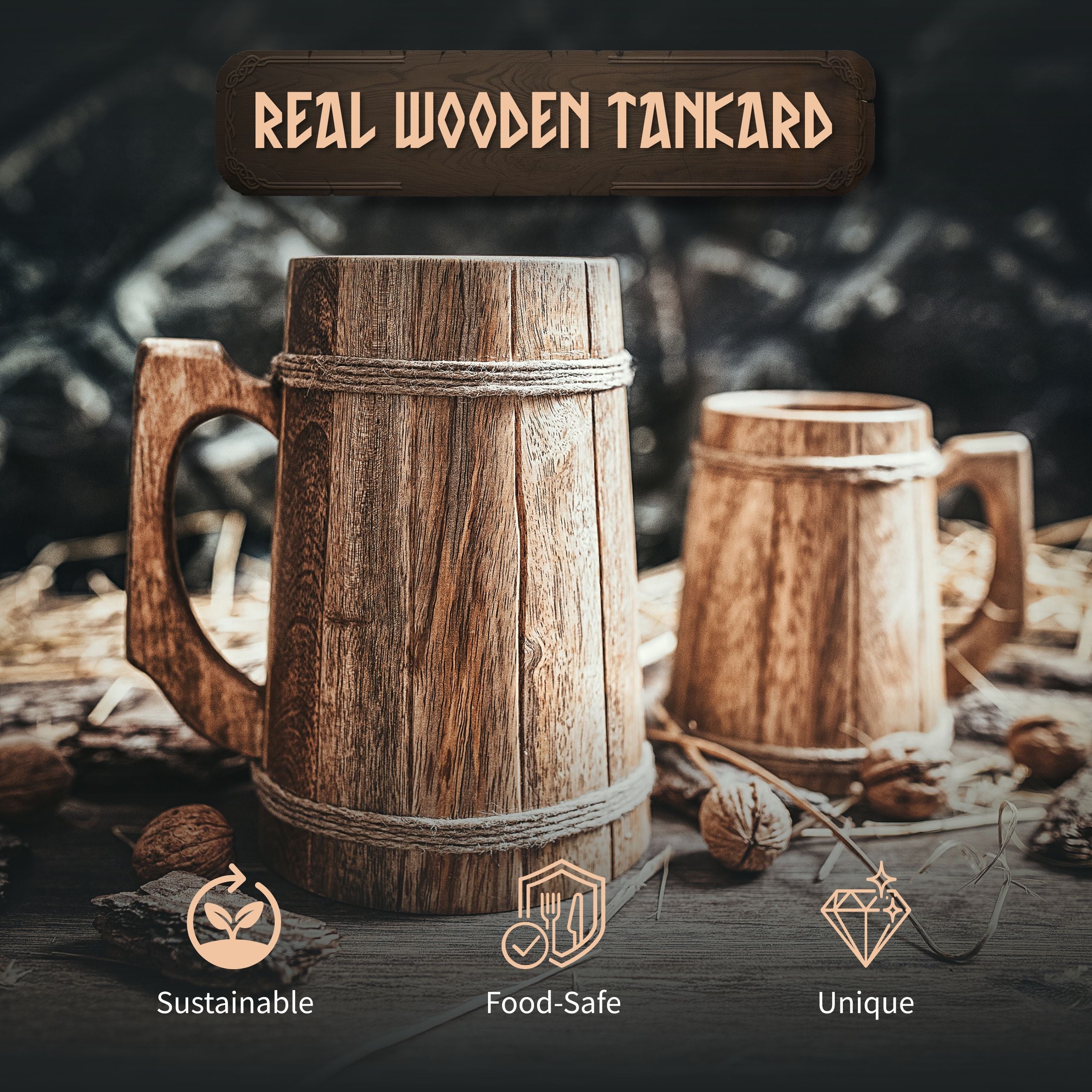 Viking Wooden Tankard – Handcrafted Mango Wood Beer Mug