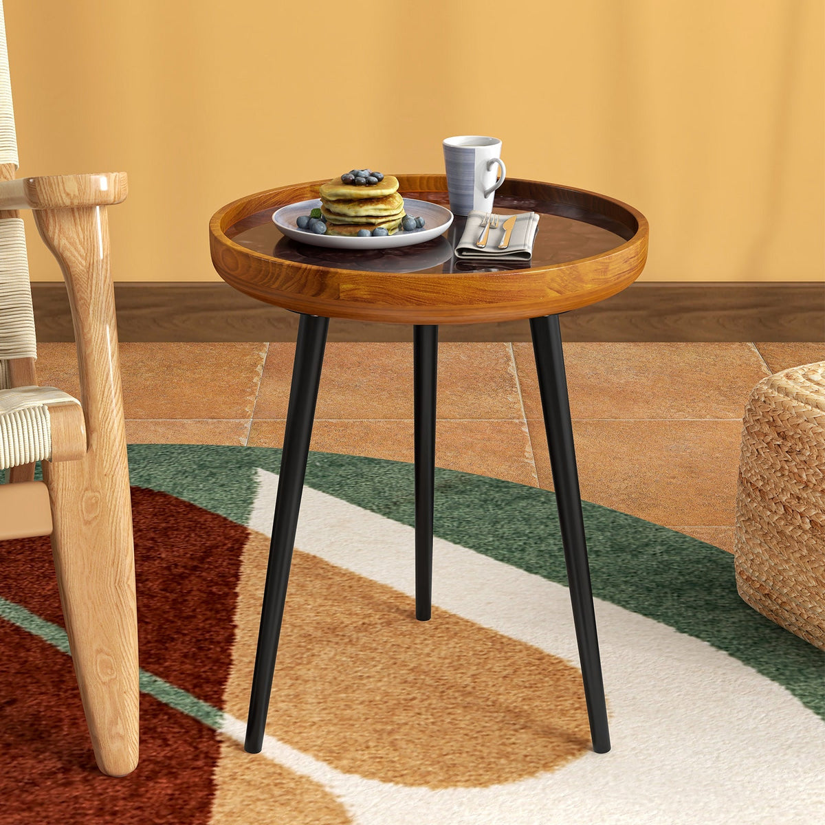 Round Sea Shell End Table with Epoxy Resin Finish
