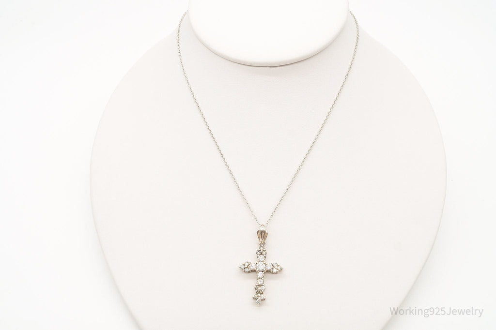 Vintage Cubic Zirconia Cross Sterling Silver Chain Necklace | Jewelry > Necklaces > Pendants | Wiccan Center