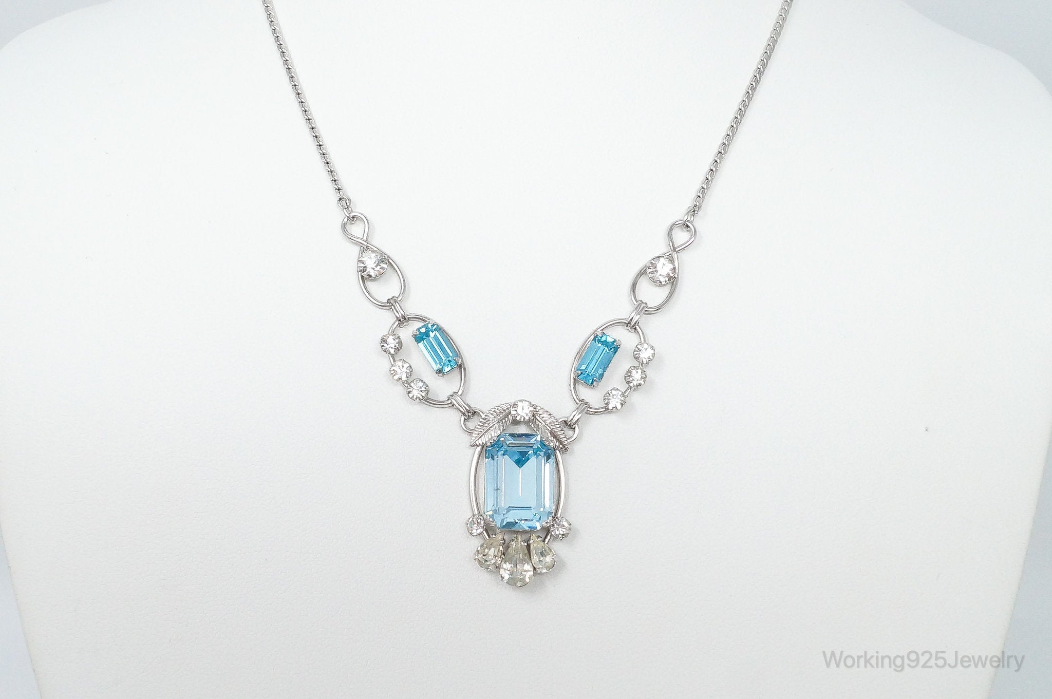 Vintage Designer Van Dell Blue Topaz Cubic Zirconia Sterling Silver Necklace | Jewelry > Necklaces > Pendants | Wiccan Center
