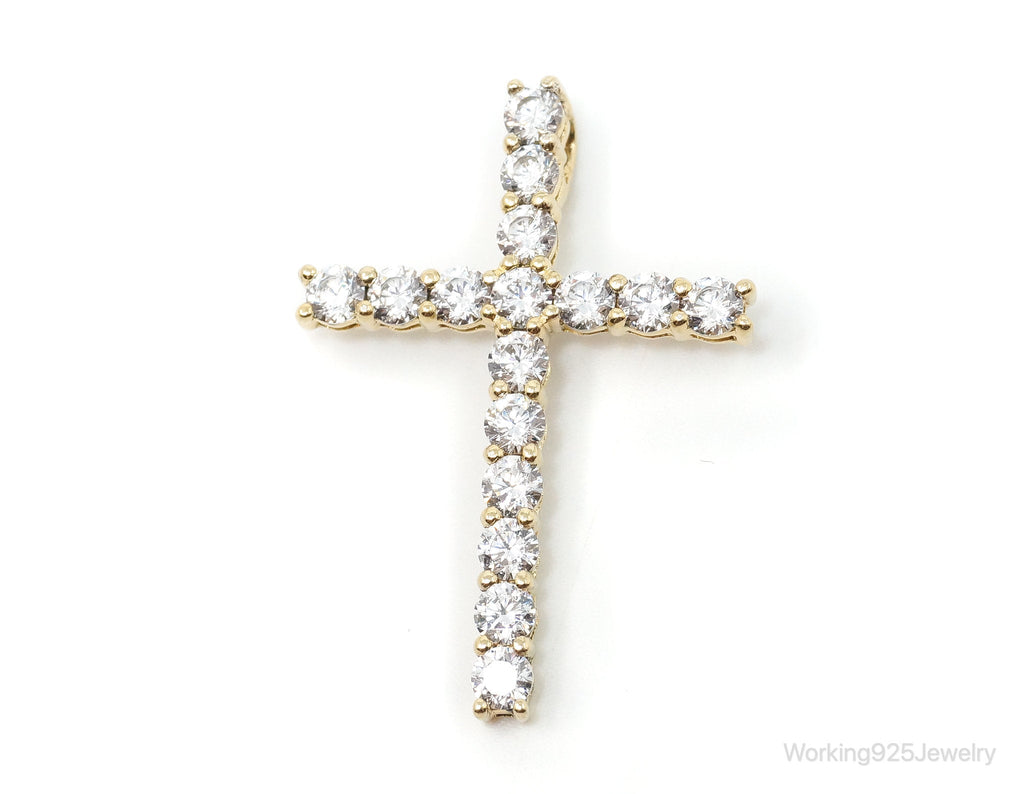 Vintage Cubic Zirconia Gold Vermeil Cross Sterling Silver Pendant | Jewelry > Necklaces > Pendants | Wiccan Center
