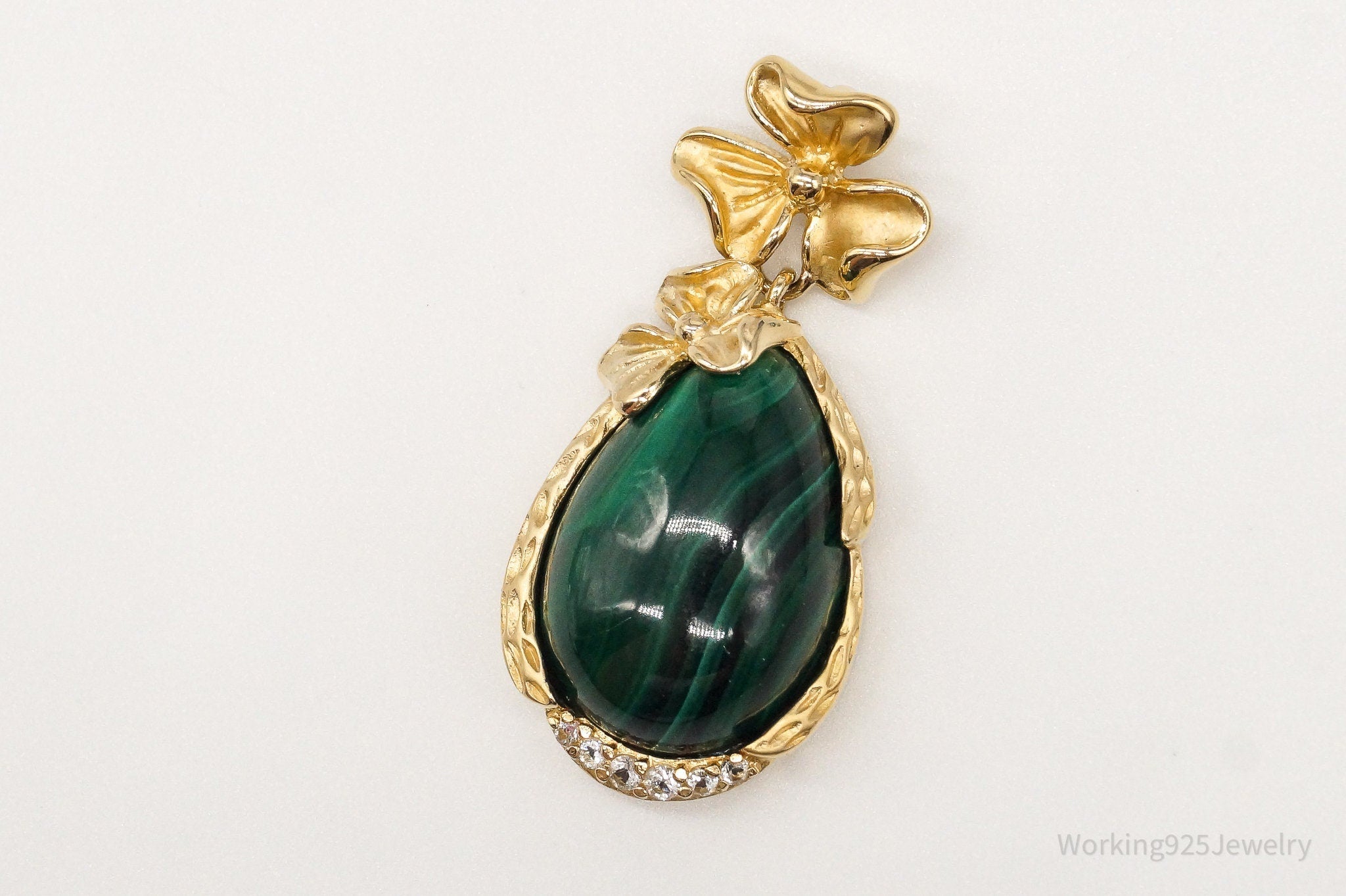 Designer Ross Simons Malachite Cubic Zirconia Gold Over Sterling Silver Pendant | Jewelry > Necklaces > Pendants | Wiccan Center