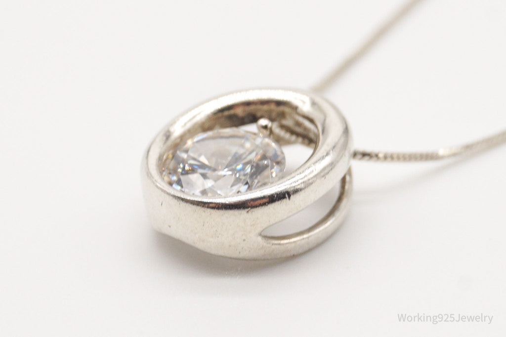 Vintage Large Cubic Zirconia DQCZ Sterling Silver Necklace | Jewelry > Necklaces > Pendants | Wiccan Center