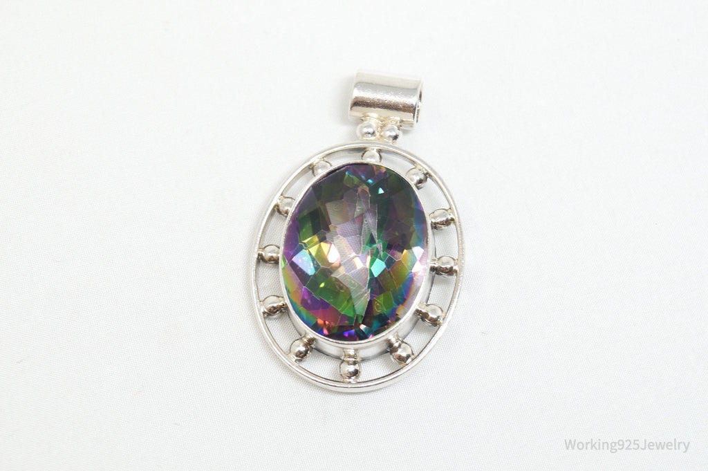Vintage Large Mystic Topaz Sterling Silver Necklace Pendant | Jewelry > Necklaces > Pendants | Wiccan Center