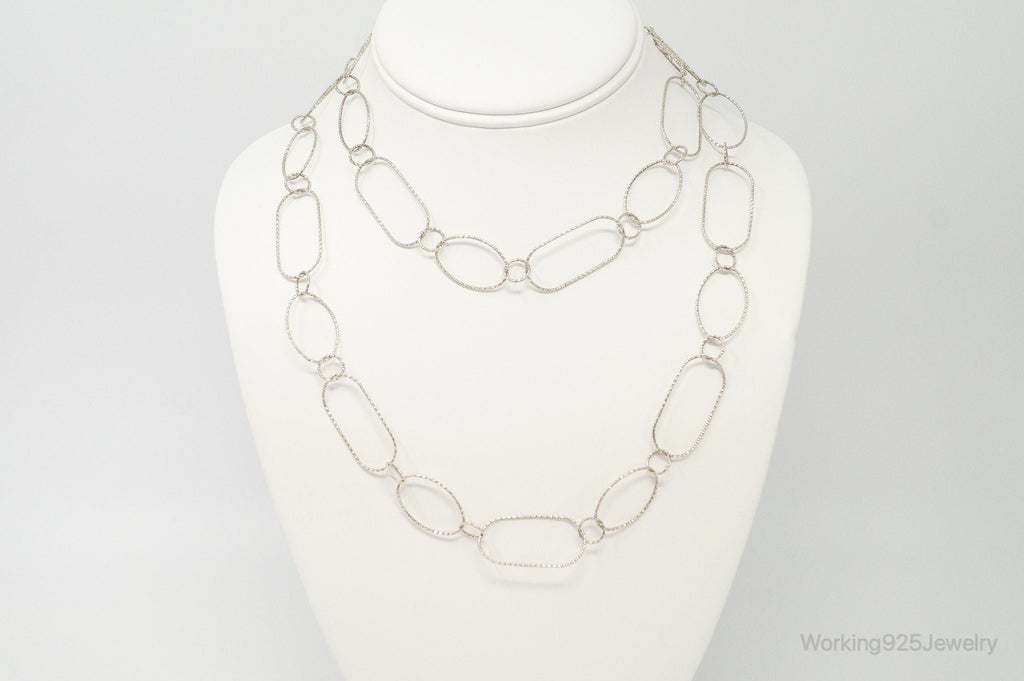 Long Designer Silpada Oval Link Textured Sterling Silver Necklace | Jewelry > Necklaces > Pendants | Wiccan Center