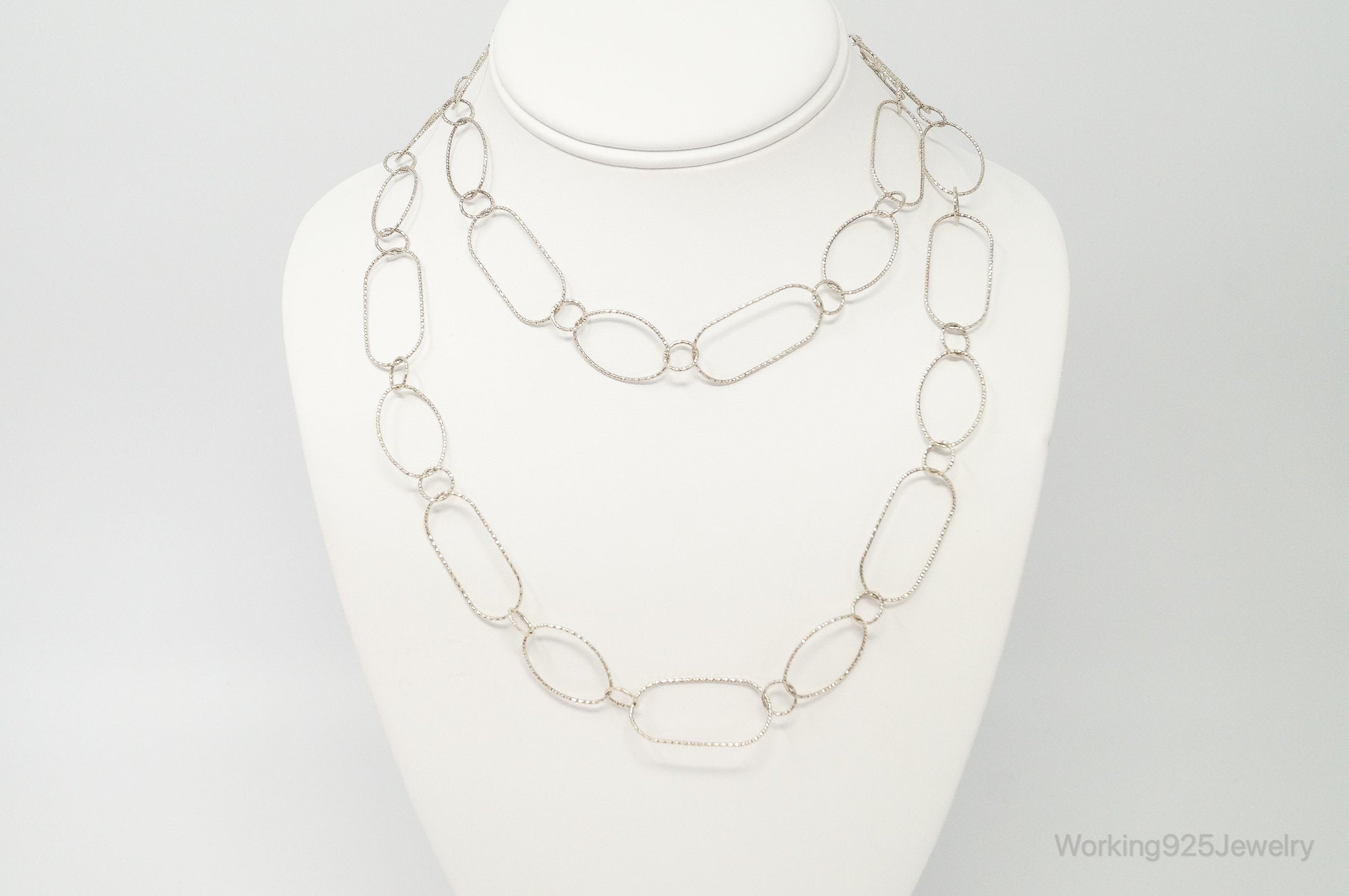 Long Designer Silpada Oval Link Textured Sterling Silver Necklace | Jewelry > Necklaces > Pendants | Wiccan Center