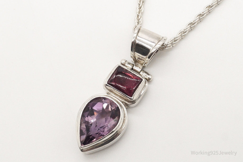 Vintage Amethyst Rhodolite Garnet Sterling Silver Necklace | Jewelry > Necklaces > Pendants | Wiccan Center
