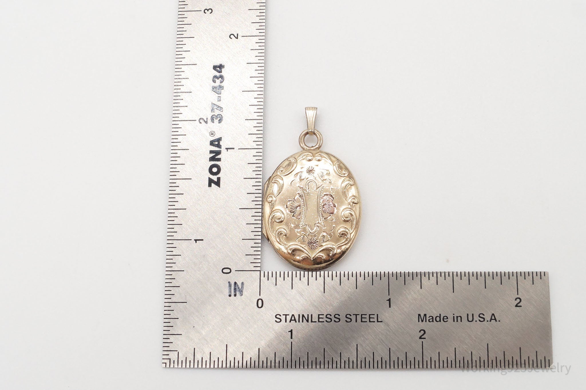 Antique 12K Gold Filled Floral Etched Locket Pendant | Jewelry > Necklaces > Pendants | Wiccan Center
