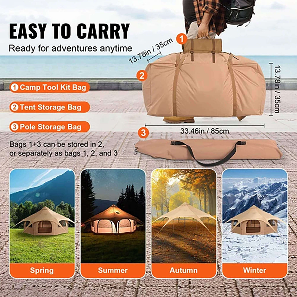 16FT Large Premium 4-Season 8-Person Bell Yurt Tent With Stove Jack (SAK75947) | Yurt Tents | Wiccan Center