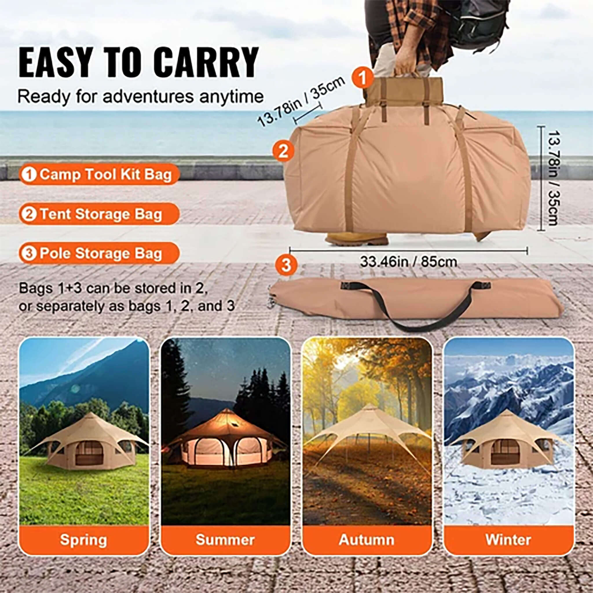 16FT Large Premium 4-Season 8-Person Bell Yurt Tent With Stove Jack (SAK75947) | Yurt Tents | Wiccan Center