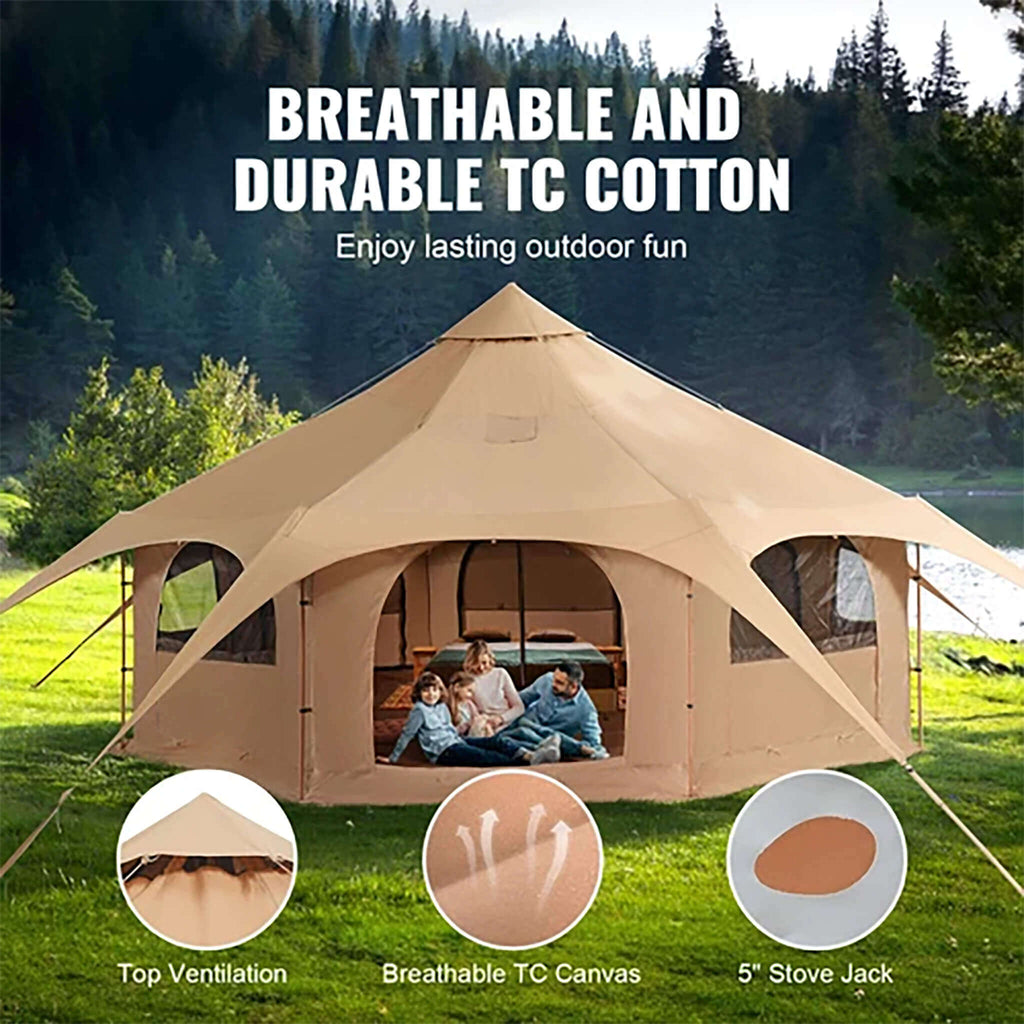 16FT Large Premium 4-Season 8-Person Bell Yurt Tent With Stove Jack (SAK75947) | Yurt Tents | Wiccan Center