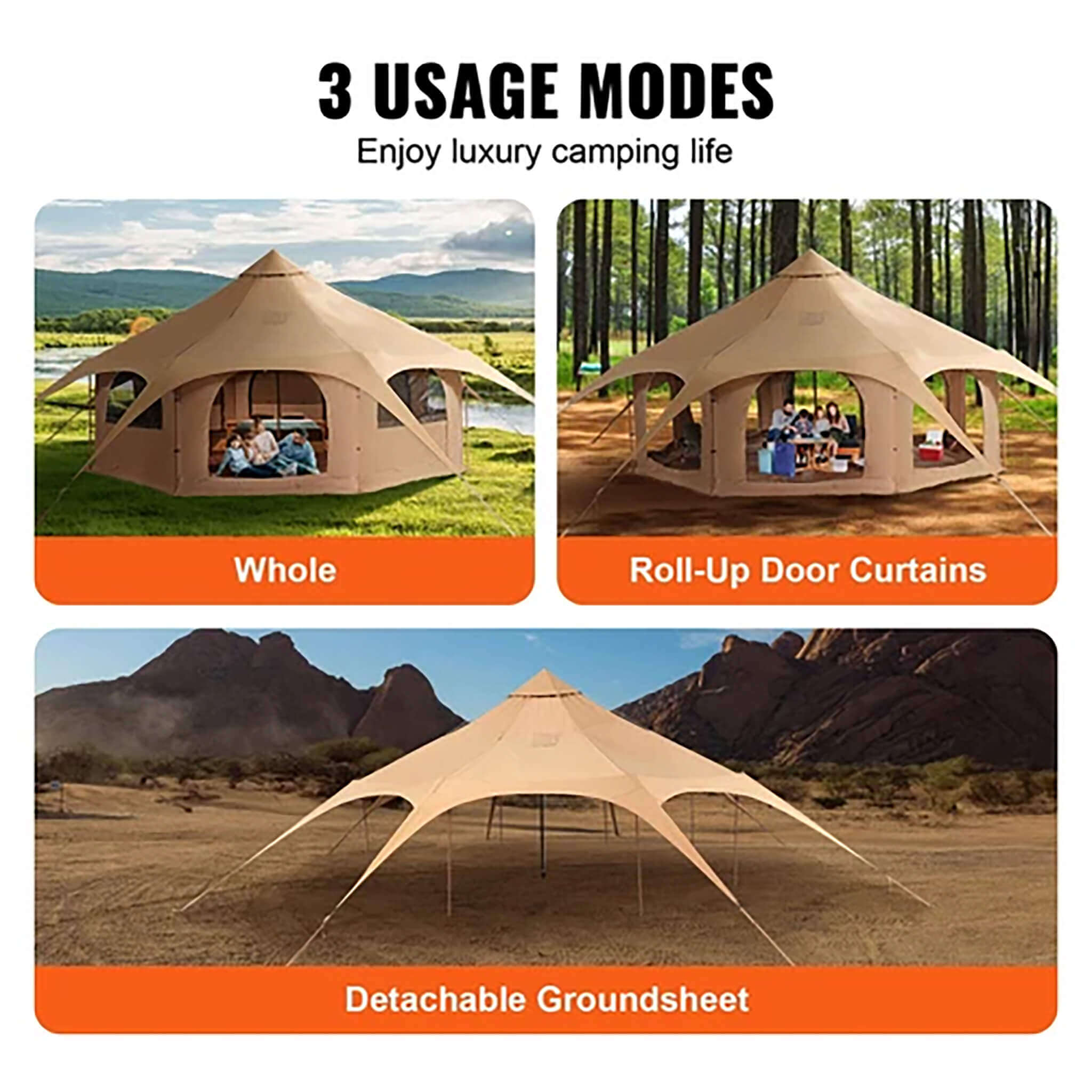 16FT Large Premium 4-Season 8-Person Bell Yurt Tent With Stove Jack (SAK75947) | Yurt Tents | Wiccan Center