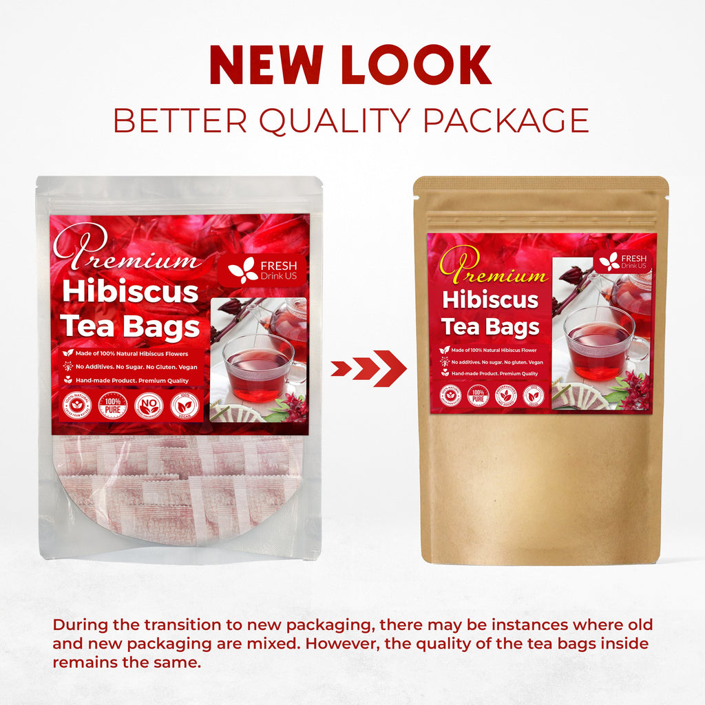 Hibiscus Dried Flowers, Tea Bags, 100% Natural, Pure from Hibiscus Flowers. Loose Flower Hibiscus Herbal Tea. Hibiscus Flower Tea. No Sugar, No Caffeine, No Gluten, Vegan. | Tea | Wiccan Center