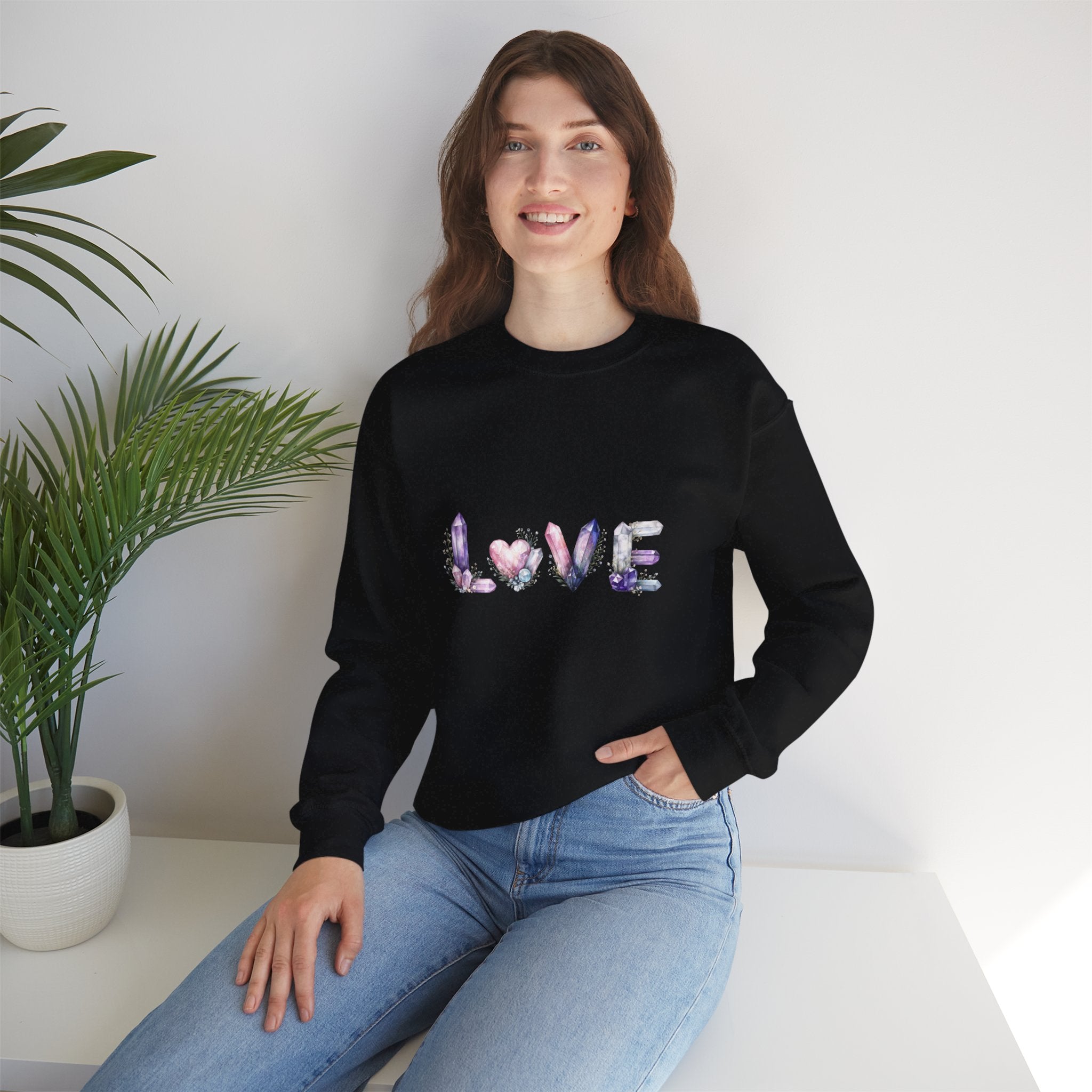 LOVE Crystal Letter Design | Sweatshirt | Wiccan Center