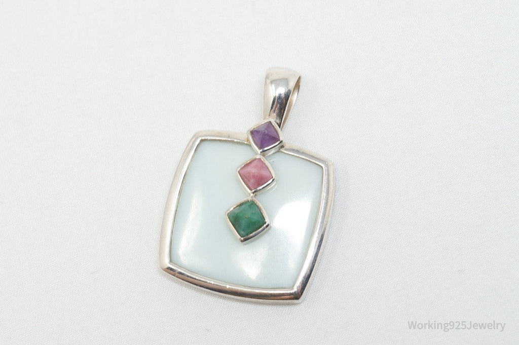 Designer Whitney Kelly Designs Multi Color Jade Sterling Silver Necklace Pendant | Jewelry > Necklaces > Pendants | Wiccan Center